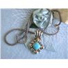 Image 3 : Silver & 14K Gold Necklace with Turquoise