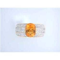 18k Yellow Gold Ring with Citrine and Diamonds