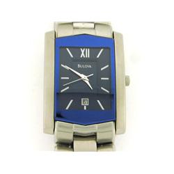 Bulova Men's Blue Dial Stainless Steel Watch
