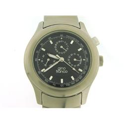 Gino Franco Men's Stainless Steel Wave Bracelet Watch