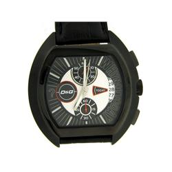 D&G Dolce & Gabbana Men's DW0214 High Security Black Leather Black Chronograph Dial Watch