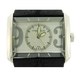 POLICE MENS WATCH DATE 10812J LEATHER BLACK SILVER TONE
