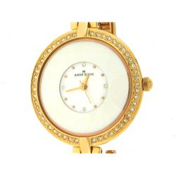 AK Anne Klein Women's Swarovski Crystal Accented Rose-Tone Bangle Watch