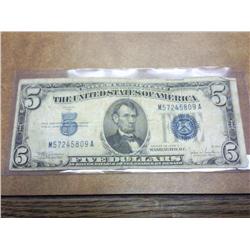 1934-C $5 SILVER CERTIFICATE BLUE SEAL