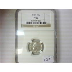 1959 SILVER ROOSEVELT DIME NGC PF67
