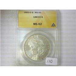 1883-O MORGAN SILVER DOLLAR ANACS MS62