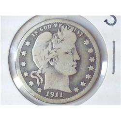 1911-S BARBER QUARTER (VERY GOOD)