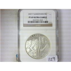 2007-P JAMESTOWN SILVER DOLLAR NGC PF69 ULTRA CAM