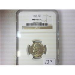 1973 JEFFERSON NICKEL NGC MS65 5 FS