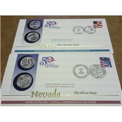 2 US MINT QUARTER FDC'S (TEXAS AND NEVADA)