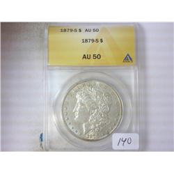 1879-S MORGAN SILVER DOLLAR ANACS AU50