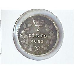 1881-H CANADA FIVE CENTS SILVER