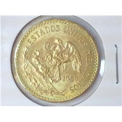 1959 MEXICAN GOLD 20 PESOS 15 GRAMS OF GOLD