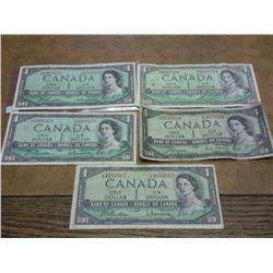 5-1954 CANADA ONE DOLLAR NOTES