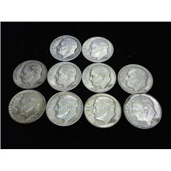 10 ASSORTED SILVER ROOSEVELT DIMES