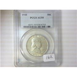 1948 FRANKLIN HALF DOLLAR PCGS AU55
