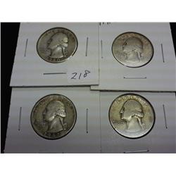 1940,41-S,42-S & 43 WASHINGTON SILVER QUARTERS
