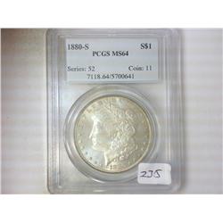 1880-S MORGAN SILVER DOLLAR PCGS MS64