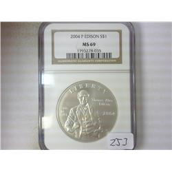 2004-P EDISON SILVER DOLLAR NGC MS69