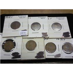 1909,10,12,13,14,18 & 21 LINCOLN CENTS