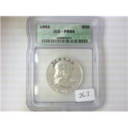 1963 FRANKLIN HALF DOLLAR ICG PR69