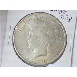 ERROR 1925 PEACE SILVER DOLLAR WITH SLIGHT CLIP