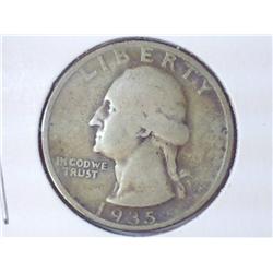 1935 WASHINGTON SILVER QUARTER
