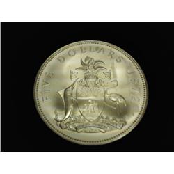 1972 BAHAMA $5 SILVER COIN (UNC) 1.2527 OZ. ASW