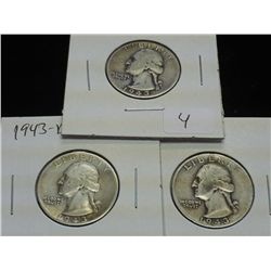 1943 P/D/S WASHINGTON SILVER QUARTERS