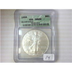 1996 AMERICAN SILVER EAGLE ICG MS69 (BETTER DATE)