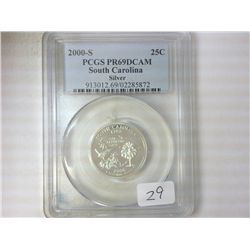 2000-S SILVER SOUTH CAROLINA QUARTER PCGS PR69DCAM
