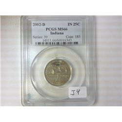2002-D INDIANA QUARTER PCGS MS66