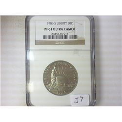 1986-S LIBERTY HALF DOLLAR NGC PF61 ULTRA CAMEO