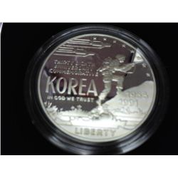 1991 KOREAN WAR PROOF SILVER DOLLAR