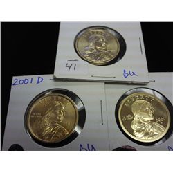 2001 P/D/S SACAGAWEA DOLLARS UNC'S & PF