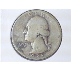 1936-D WASHINGTON SILVER QUARTER