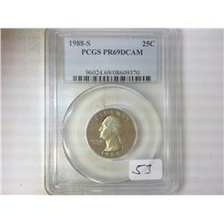 1988-S WASHINGTON QUARTER PCGS PR69DCAM