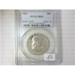 1962 FRANKLIN HALF DOLLAR PCGS PR65