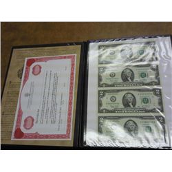 UNCUT SHEET OF 4-2003 US $2 FRN'S (UNC)