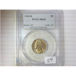 1948-D JEFFERSON NICKEL PCGS MS65
