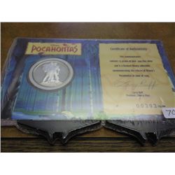POCAHONTAS .999 FINE SILVER ROUND 25 GRAMS
