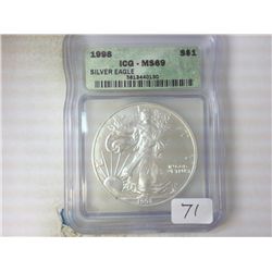 1998 AMERICAN SILVER EAGLE ICG MS69