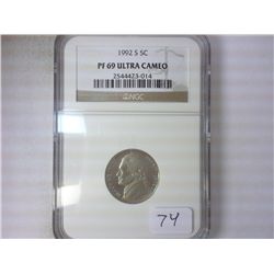 1992-S JEFFERSON NICKEL NGC PF69 ULTRA CAMEO