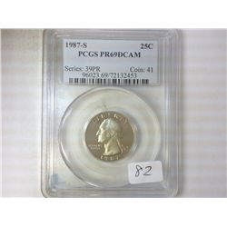 1987-S WASHINGTON QUARTER PCGS PR69 DCAM