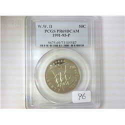 1991-95-P WWII HALF DOLLAR PCGS PR69 DCAM