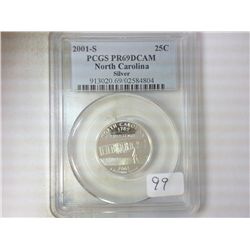 2001-S SILVER NORTH CAROLINA QUARTER PCGS PR69DCAM