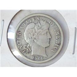 1906 BARBER DIME (FINE)