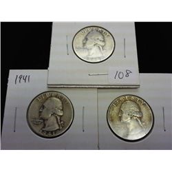 1940,41 & 42 WASHINGTON SILVER QUARTERS
