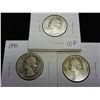 Image 1 : 1940,41 & 42 WASHINGTON SILVER QUARTERS
