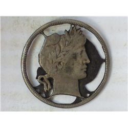 VERY NEAT CUTOUT BARBER HALF DOLLAR (AS SHOWN)